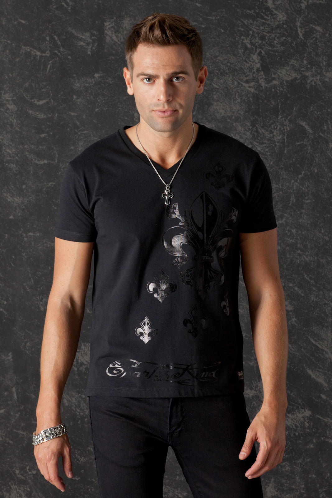 T-Shirt Golden Lys Black, front view